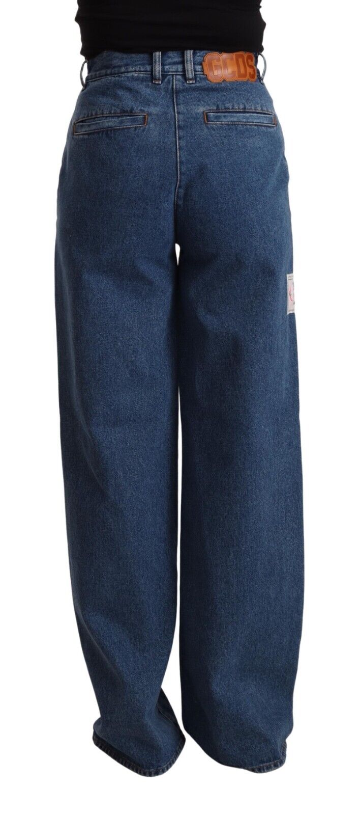 GCDS Blue Cotton High Waist Wide Leg Boot Cut Denim Jeans - Fizigo