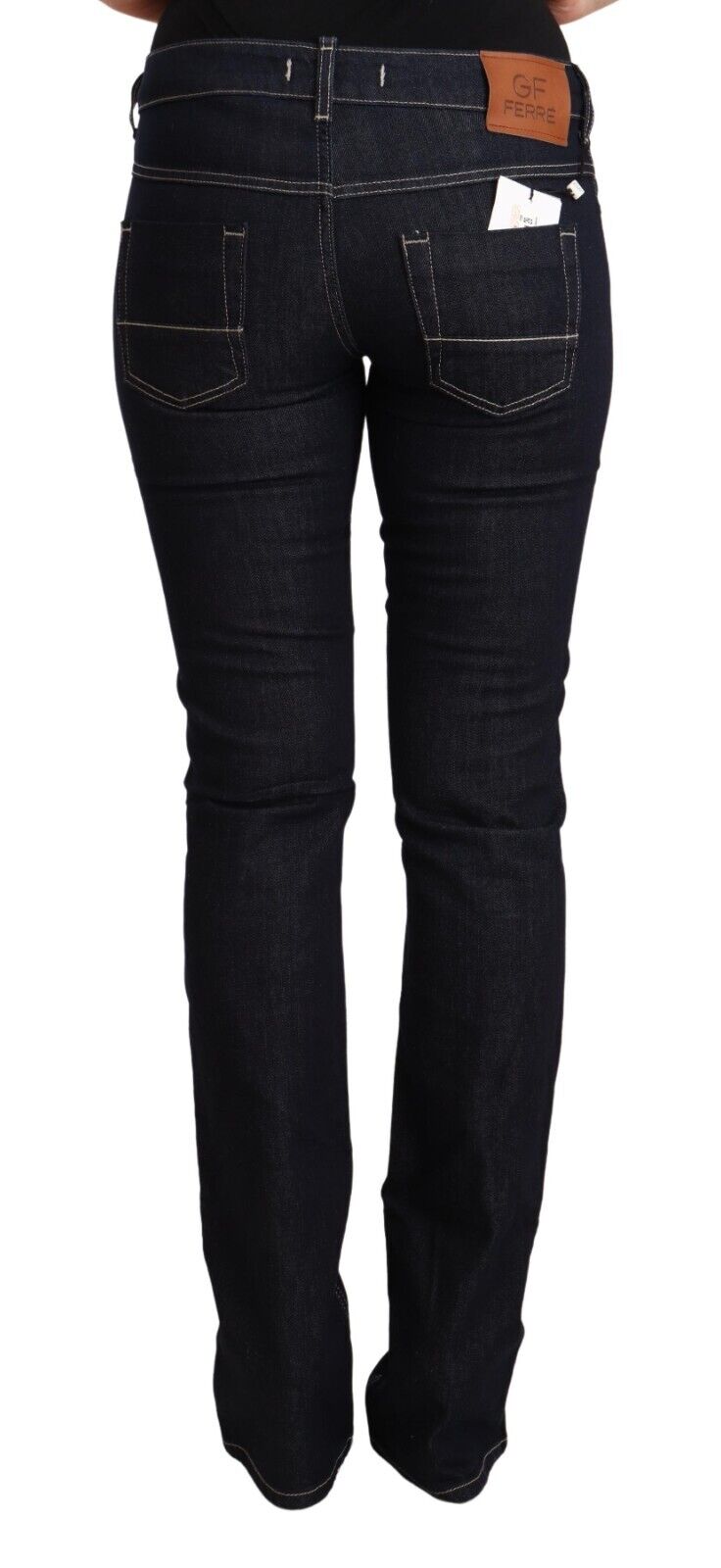 GF Ferre Black Cotton Stretch Low Waist Skinny Denim Jeans - Fizigo