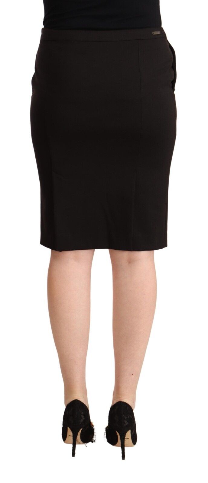 GF Ferre Black Straight Pencil Cut Knee Length Skirt - Fizigo