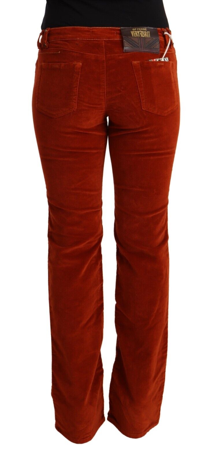 GF Ferre Red Cotton Low Waist Straight Casual Jeans - Fizigo