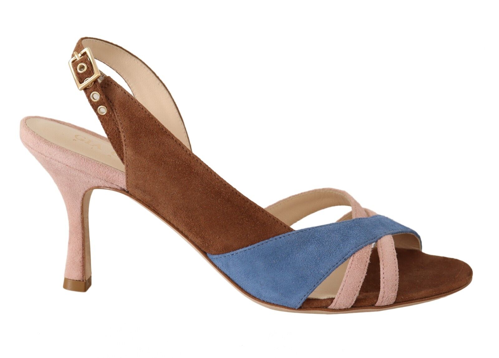 GIA COUTURE Multicolor Suede Leather Slingback Heels Sandals Shoes - Fizigo