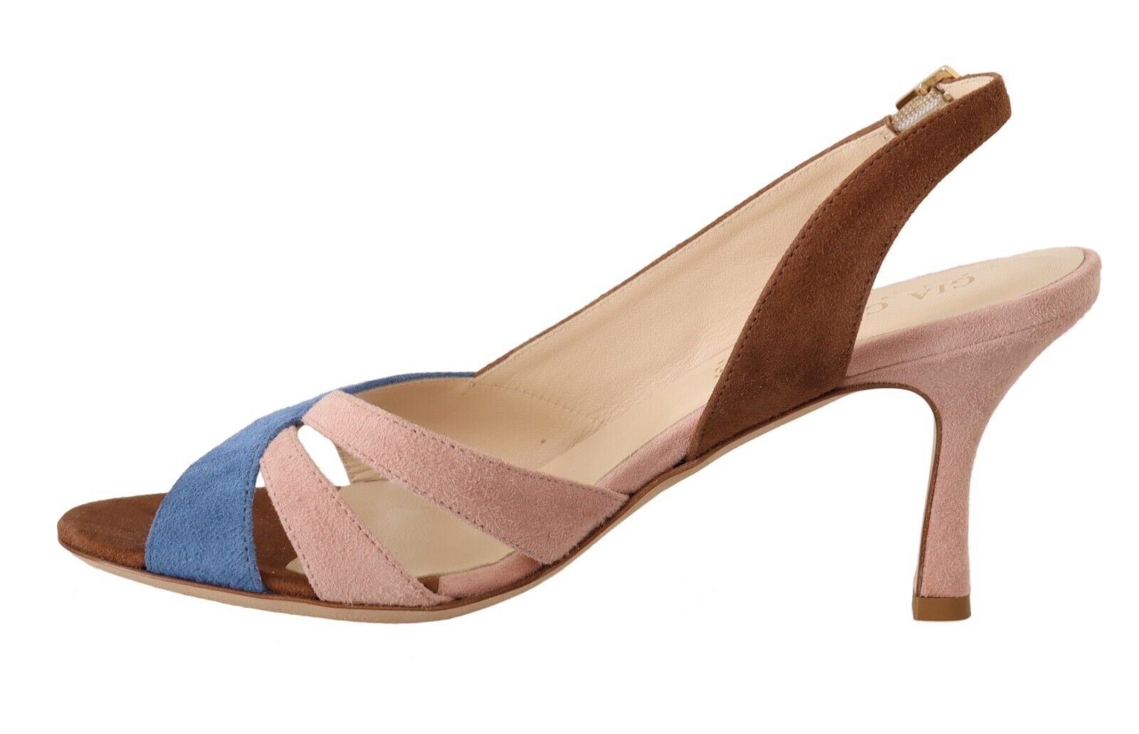 GIA COUTURE Multicolor Suede Leather Slingback Heels Sandals Shoes - Fizigo