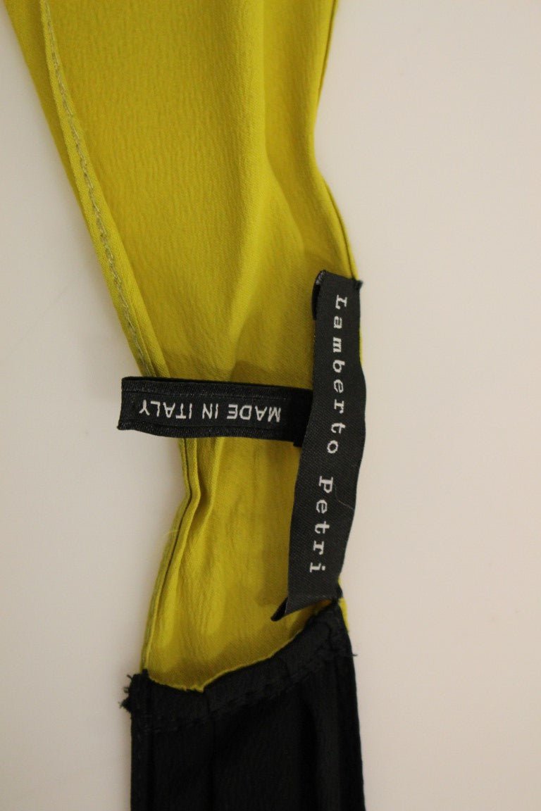 Lamberto Petri Black Yellow Silk Shift Sheath Coctail Dress - Fizigo