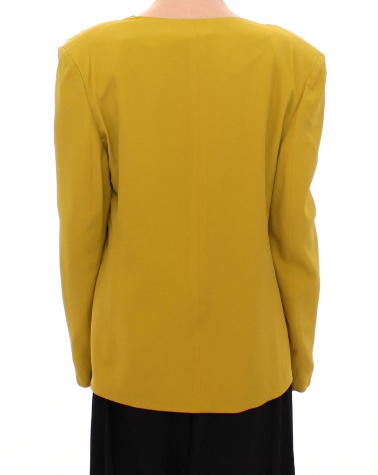 Lamberto Petri Mustard Yellow Silk Blazer Jacket - Fizigo