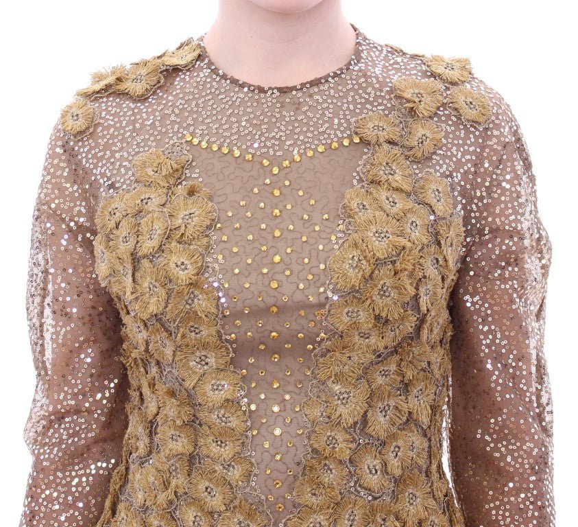 Lanre Da Silva Ajayi GOLD Long Lace Maxi Crystal Dress - Fizigo
