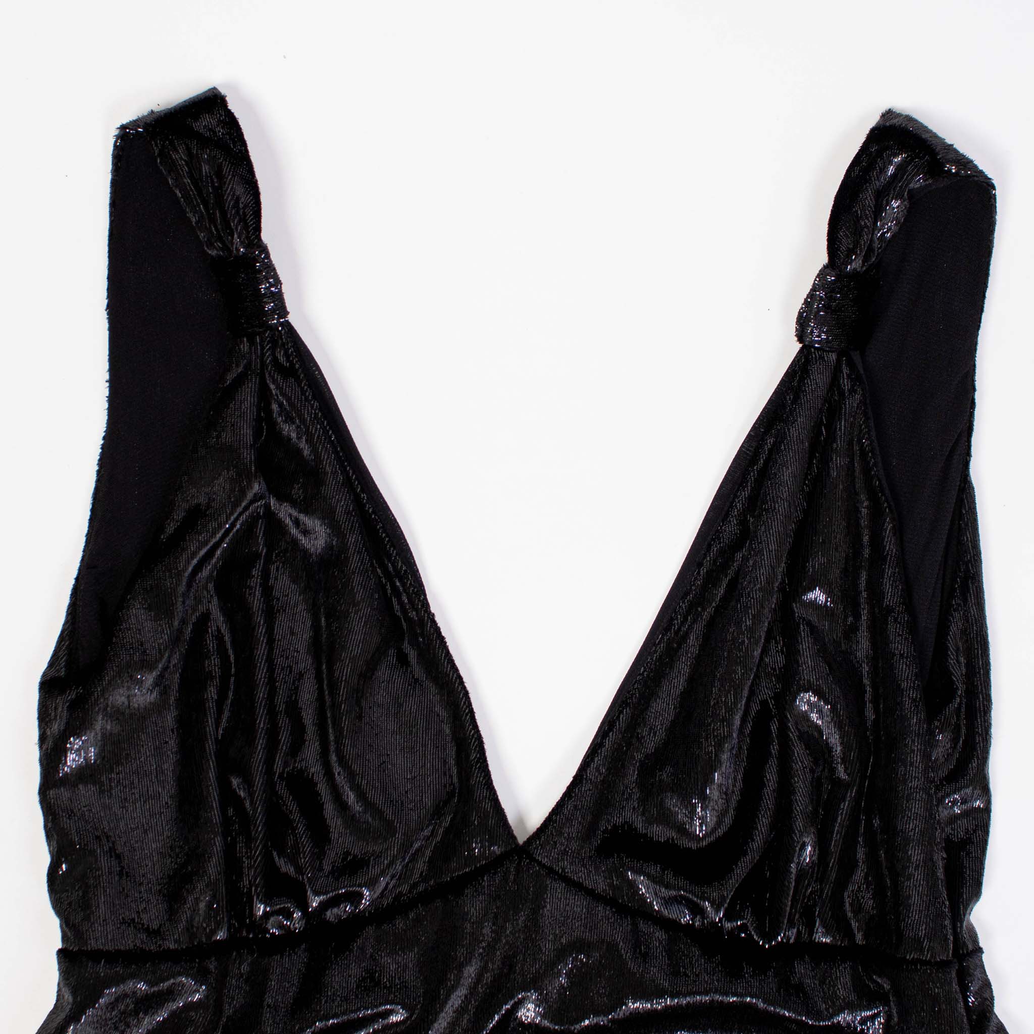 Lardini Black Embellished Velvet effect Dress - Fizigo