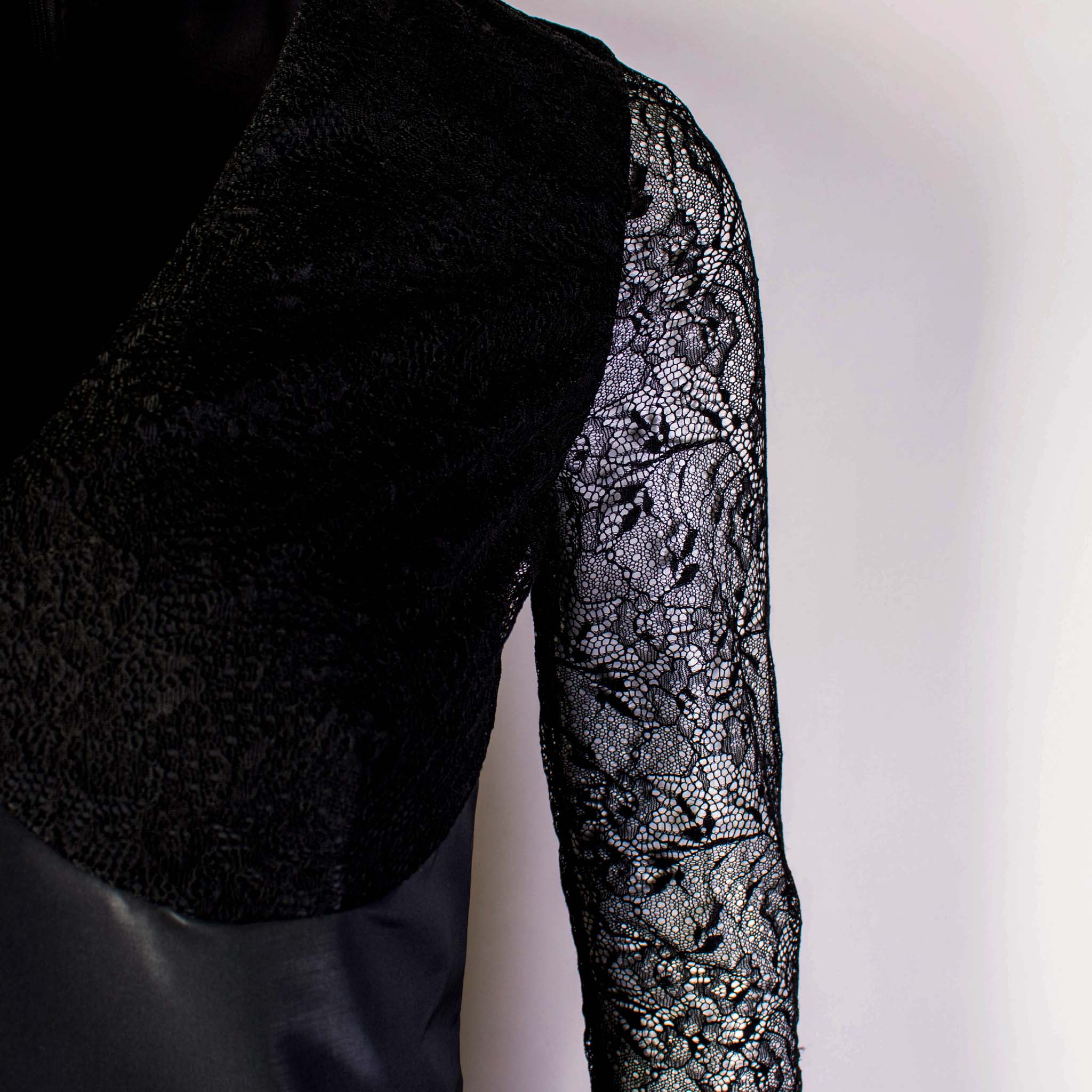 Lardini Black Long Dress with Lace details - Fizigo