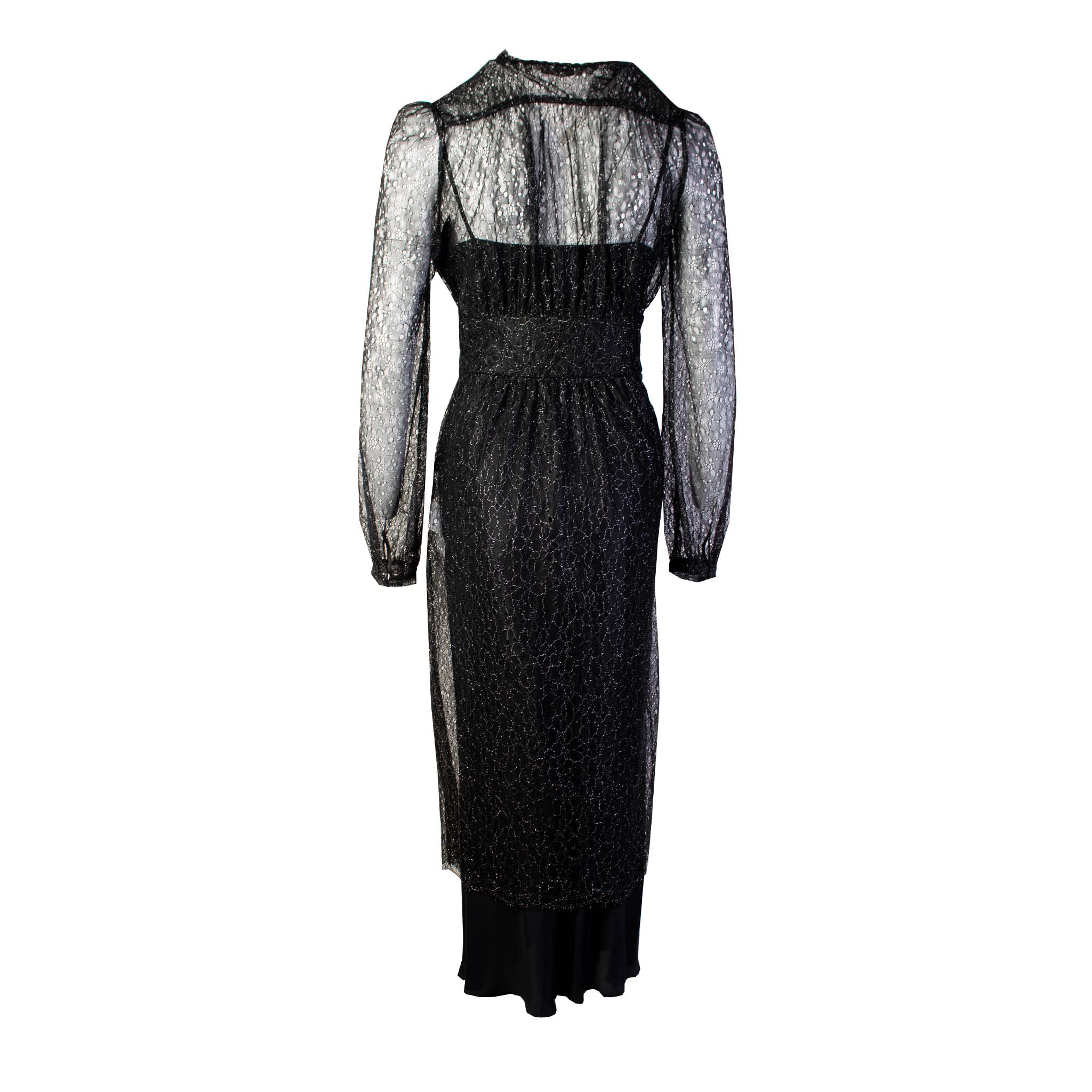 Lardini Black Long Embellished Dress with petticoat - Fizigo