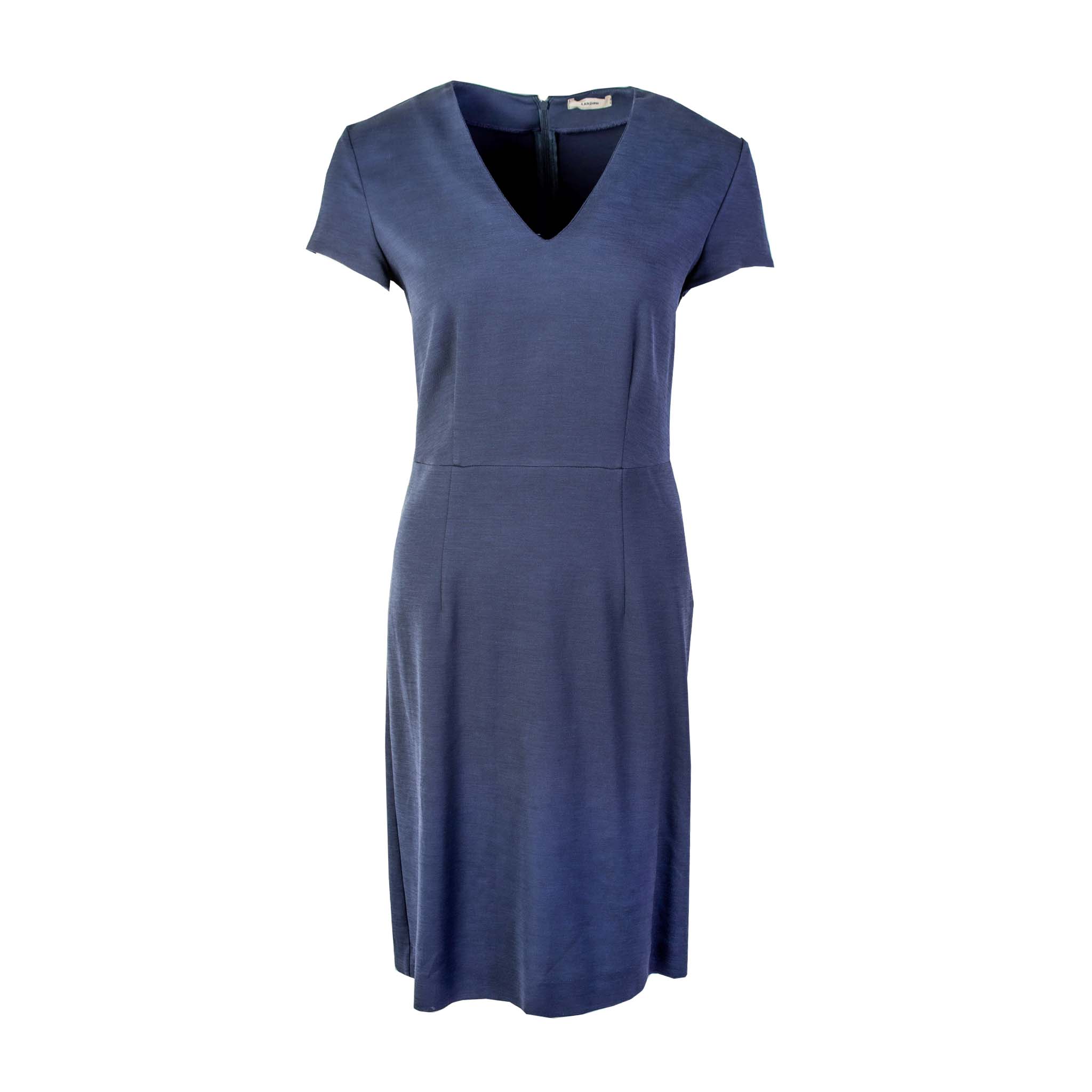Lardini Blue V-Neck midi lenght Viscose dress - Fizigo