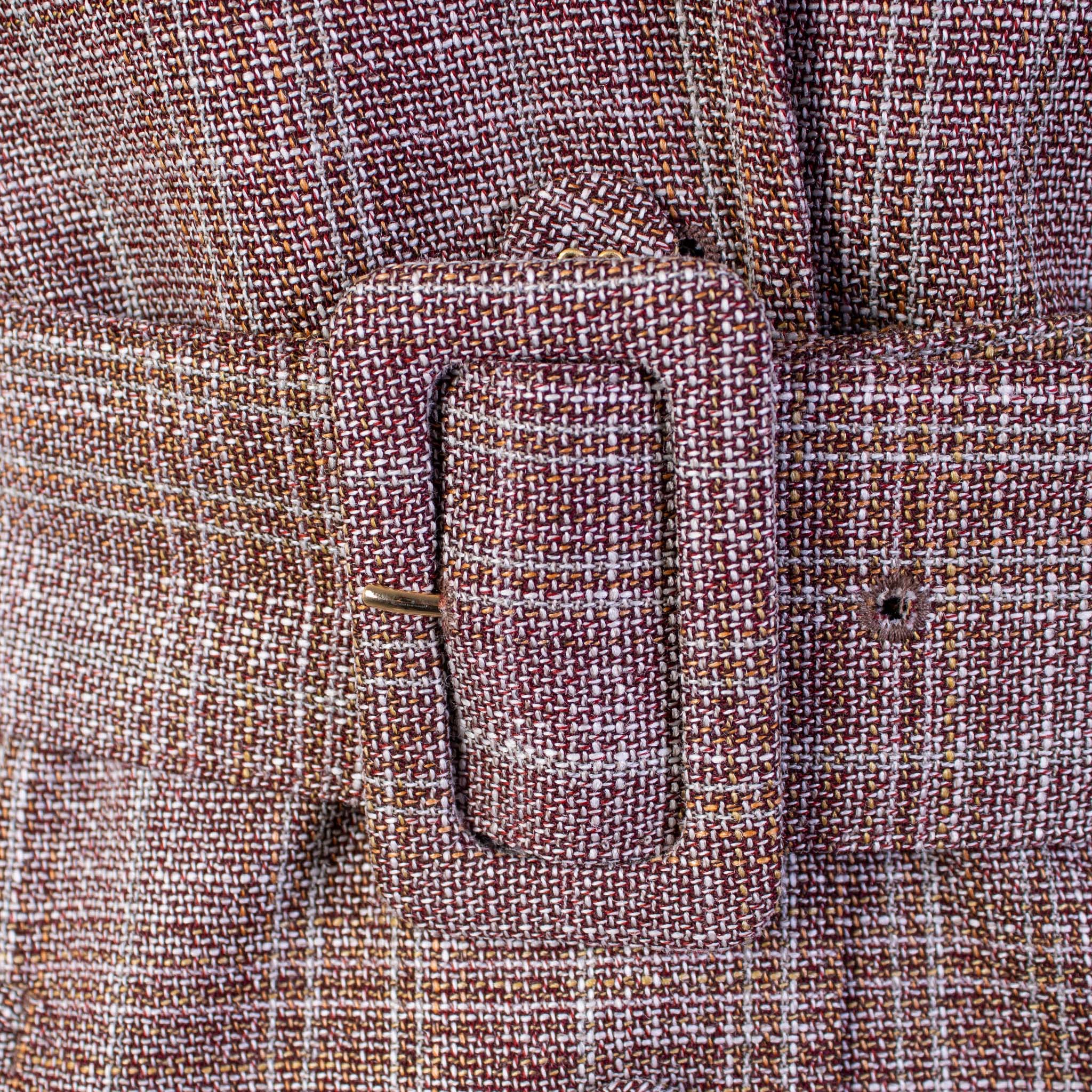 Lardini Micro Tartan Wool Silk Jacket with Belt - Fizigo