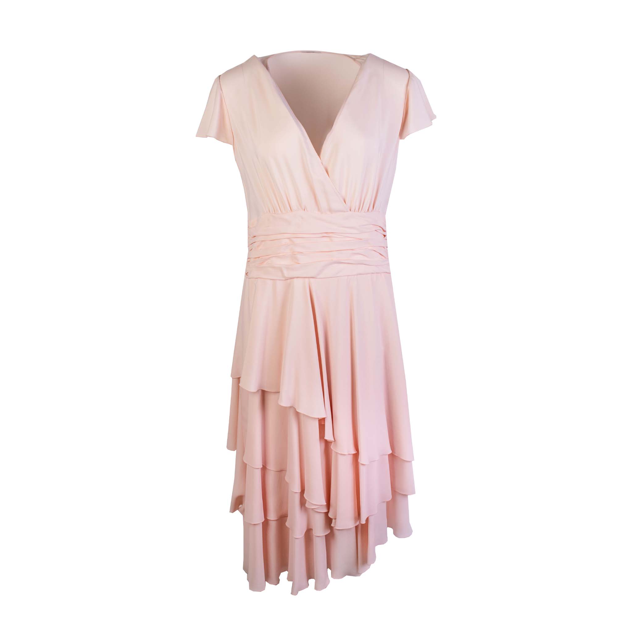 Lardini Pink Ruffled short sleeves Dress - Fizigo