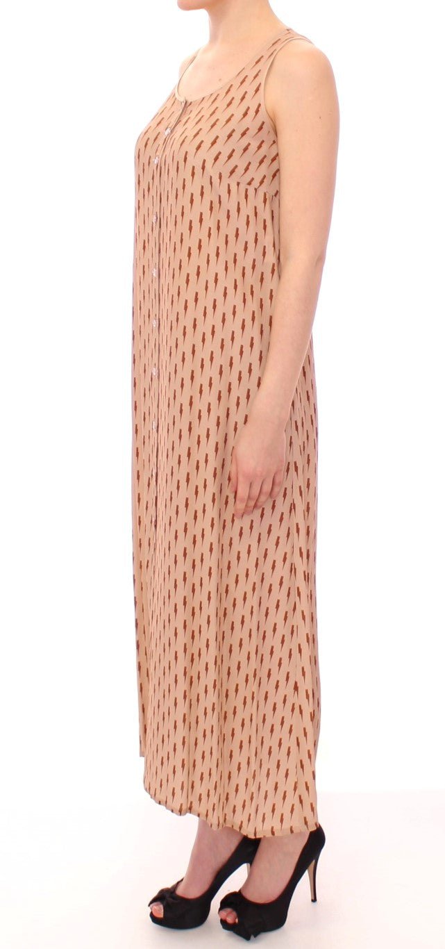 Licia Florio Pink Long Button Front Sleeveless Dress - Fizigo
