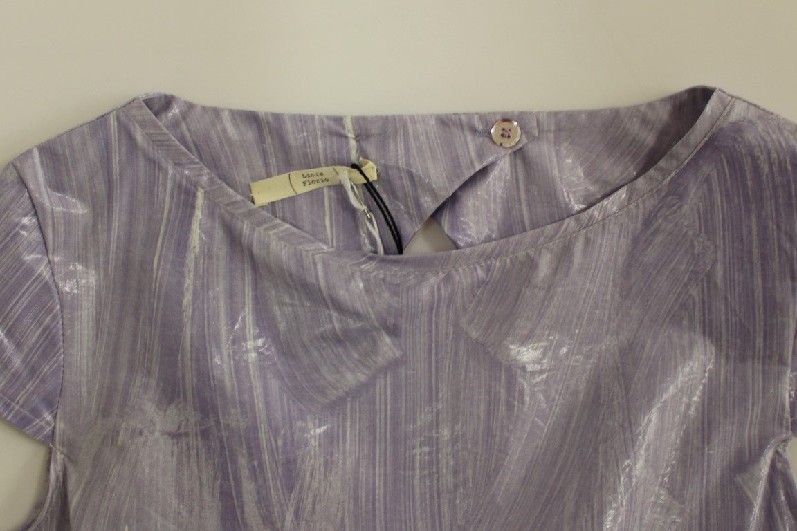 Licia Florio Purple Cap Sleeve Below Knee Sheath Dress - Fizigo