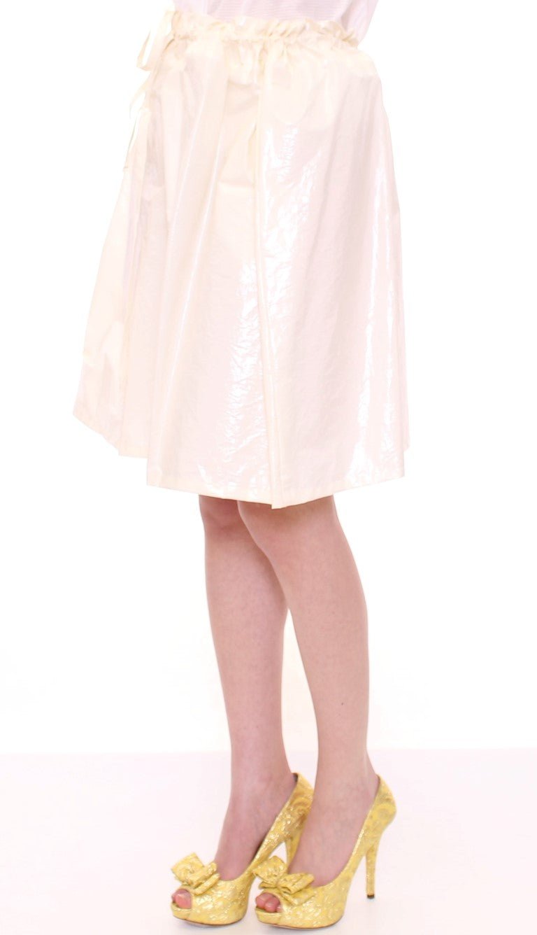 Licia Florio White Above-Knee Stretch Waist Strap Skirt - Fizigo