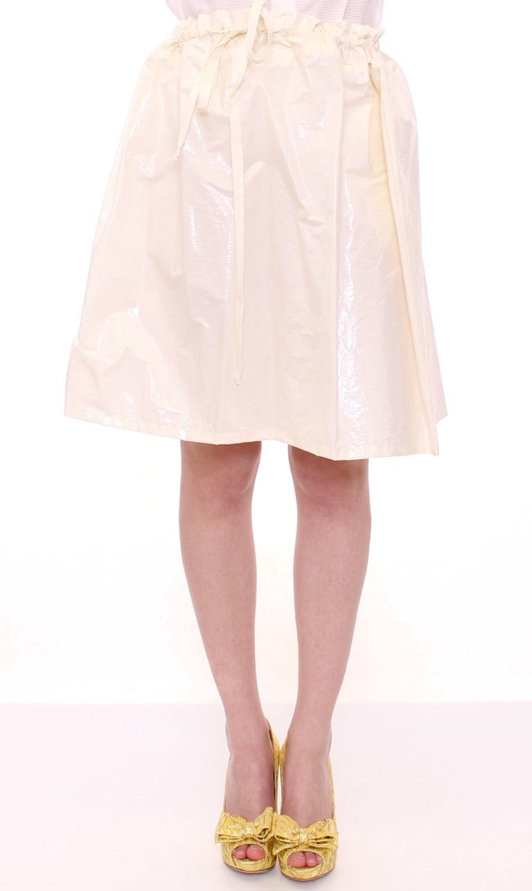 Licia Florio White Above-Knee Stretch Waist Strap Skirt - Fizigo