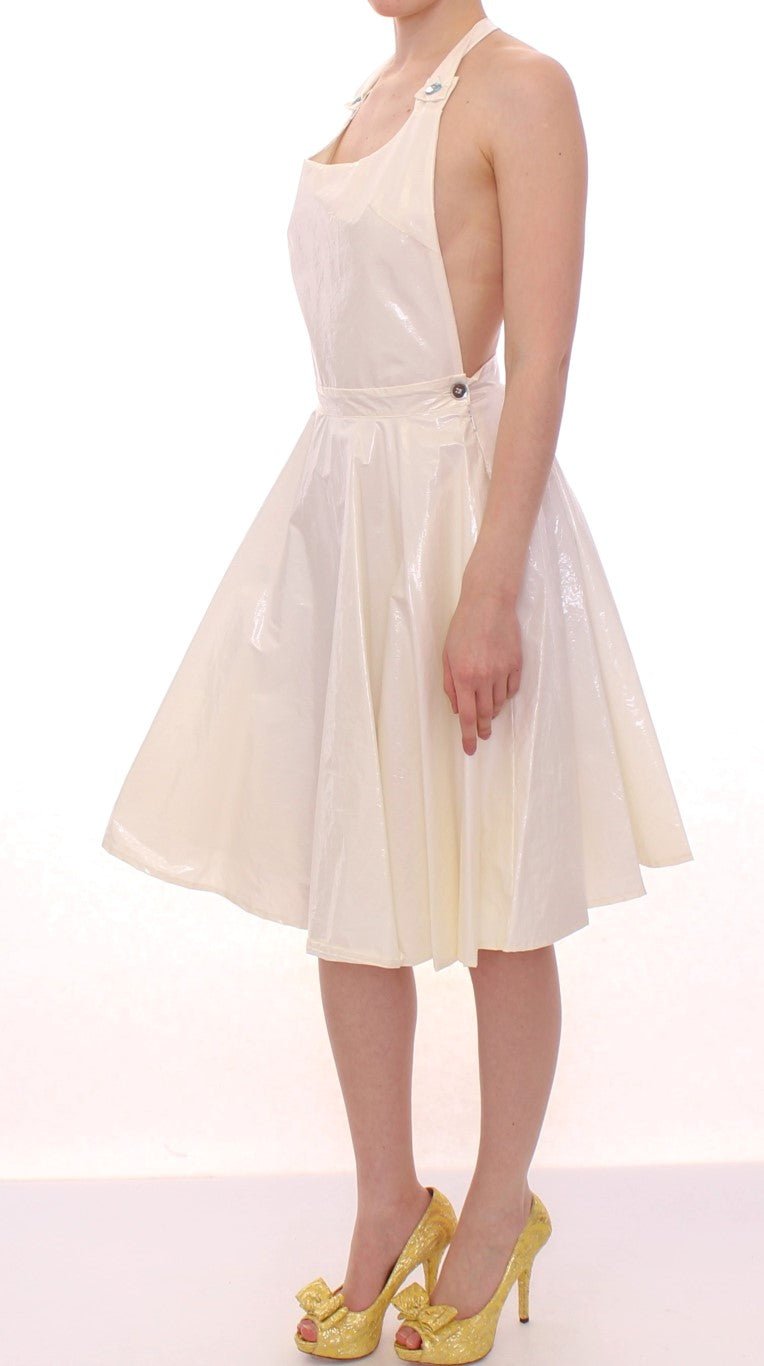 Licia Florio White Halterneck Knee Length Tea Dress - Fizigo