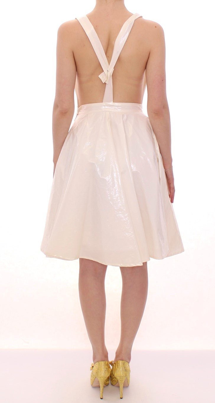 Licia Florio White Halterneck Knee Length Tea Dress - Fizigo