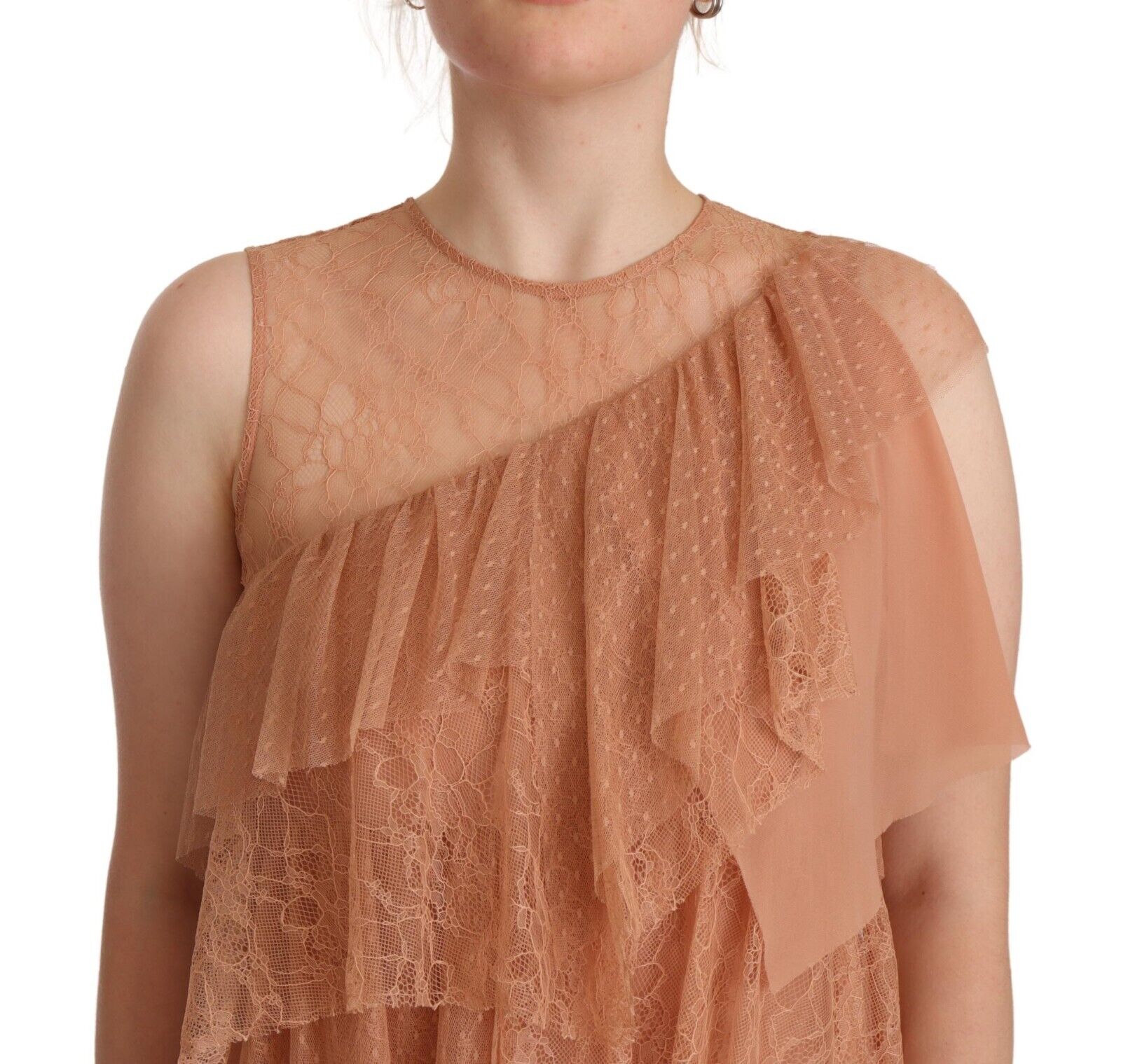Liu Jo Pink Lace Sleeveless Mini Shift Layered Dress - Fizigo