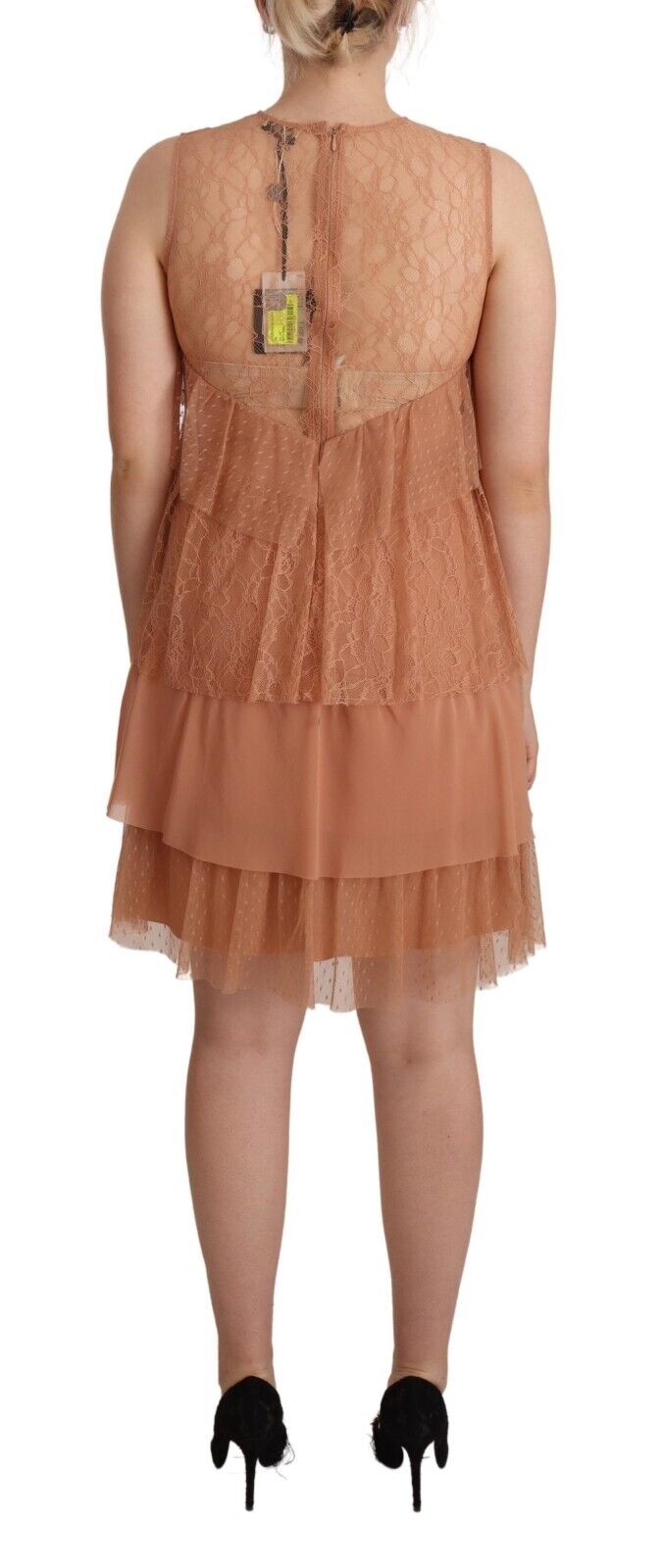 Liu Jo Pink Lace Sleeveless Mini Shift Layered Dress - Fizigo