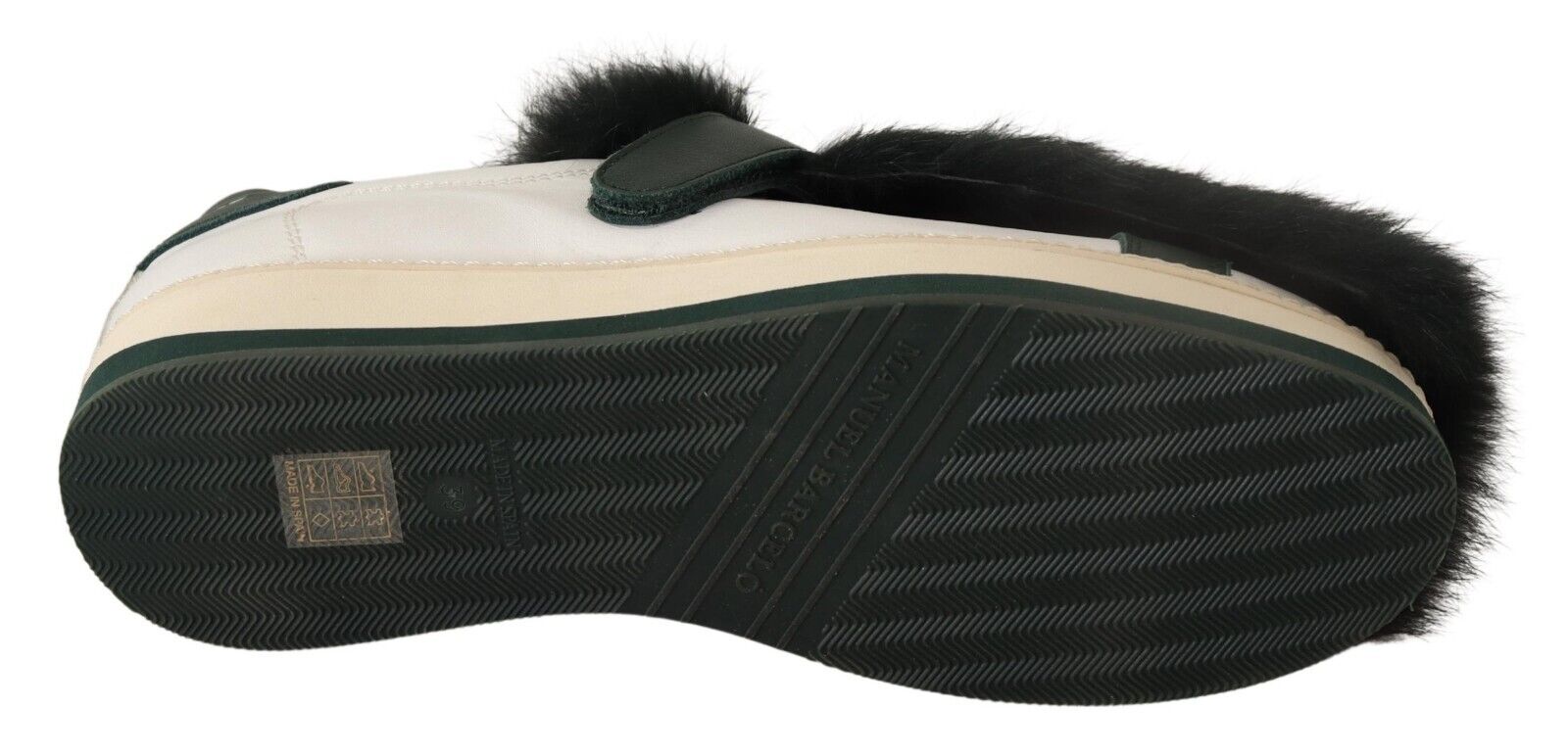 MANUEL BARCELO White Leather Black Fur Low Top Sneakers Shoes - Fizigo