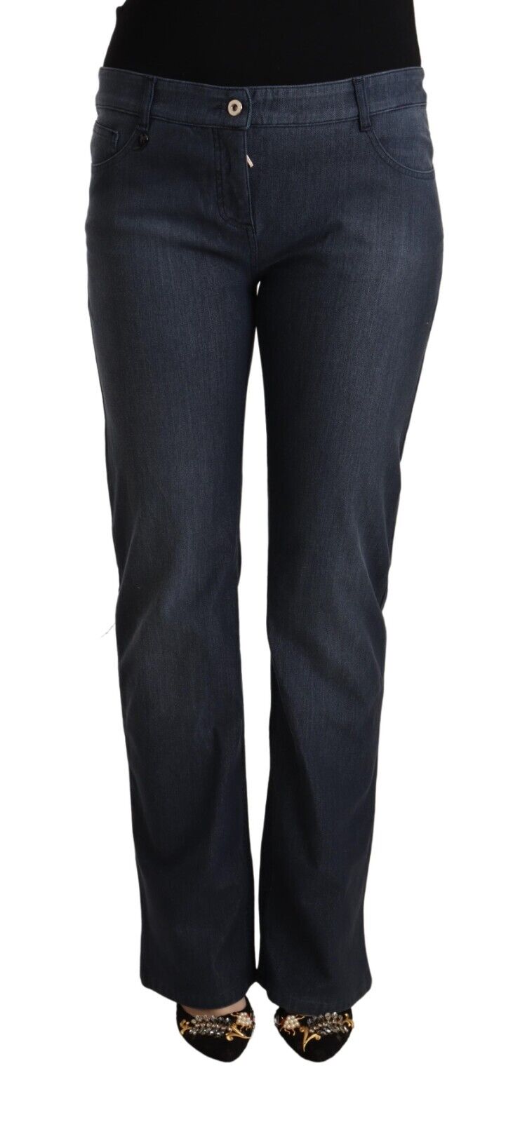 MARGHI LO' Dark Blue Cotton Straight Denim Jeans - Fizigo