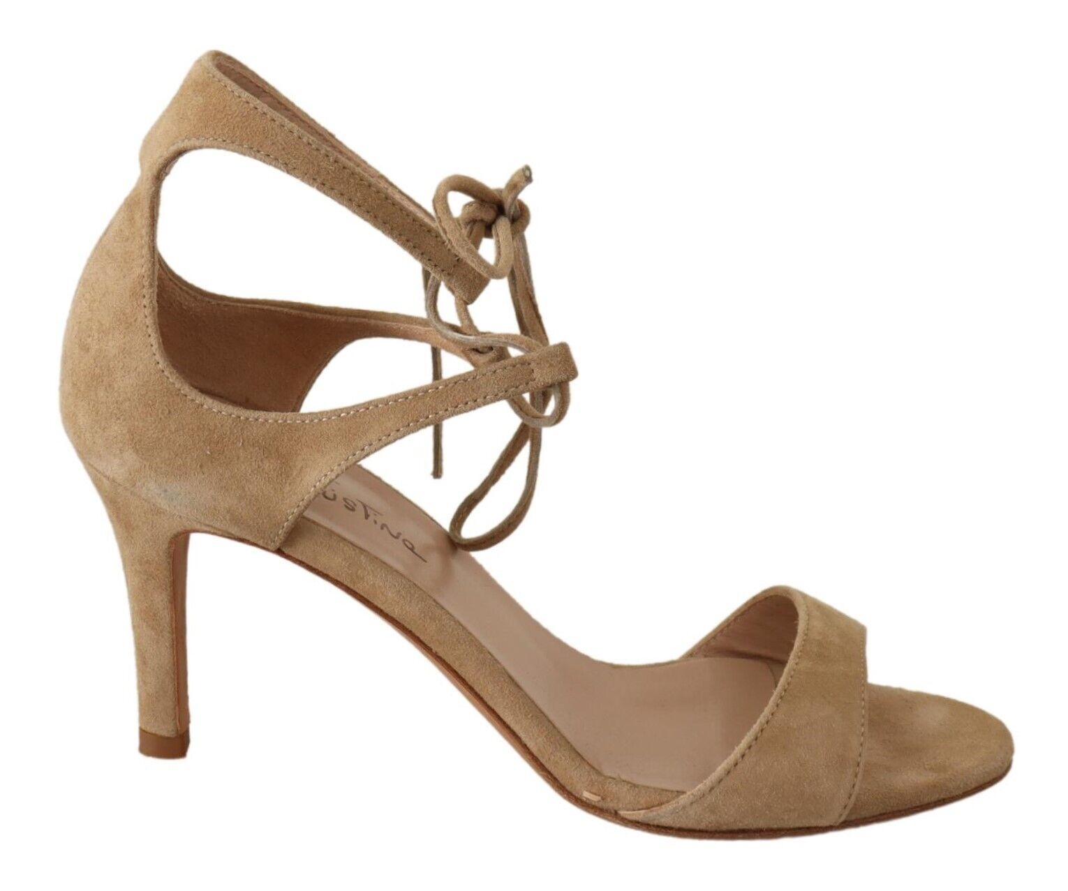 Maria Christina Beige Suede Leather Ankle Strap Pumps Shoes - Fizigo