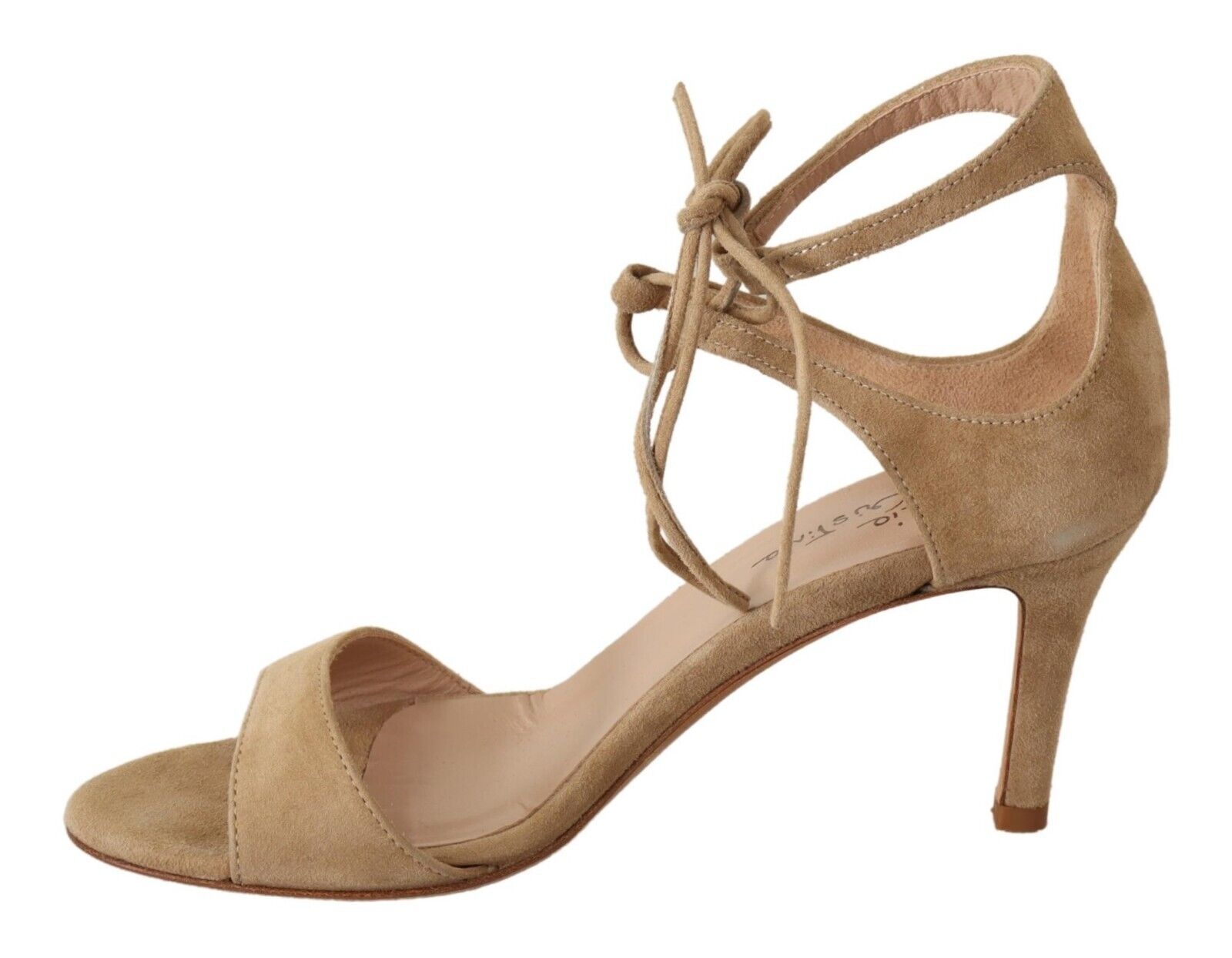 Maria Christina Beige Suede Leather Ankle Strap Pumps Shoes - Fizigo