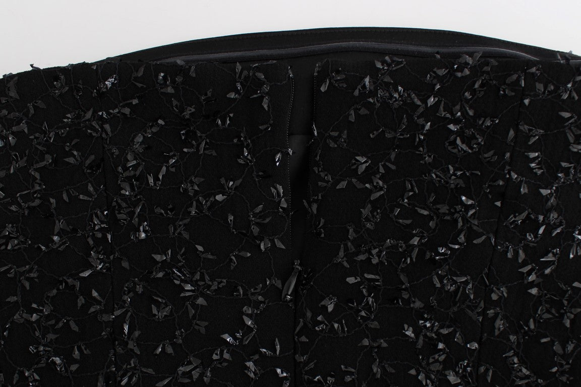 Masha Ma Black Strapless Embellished Pencil Dress - Fizigo