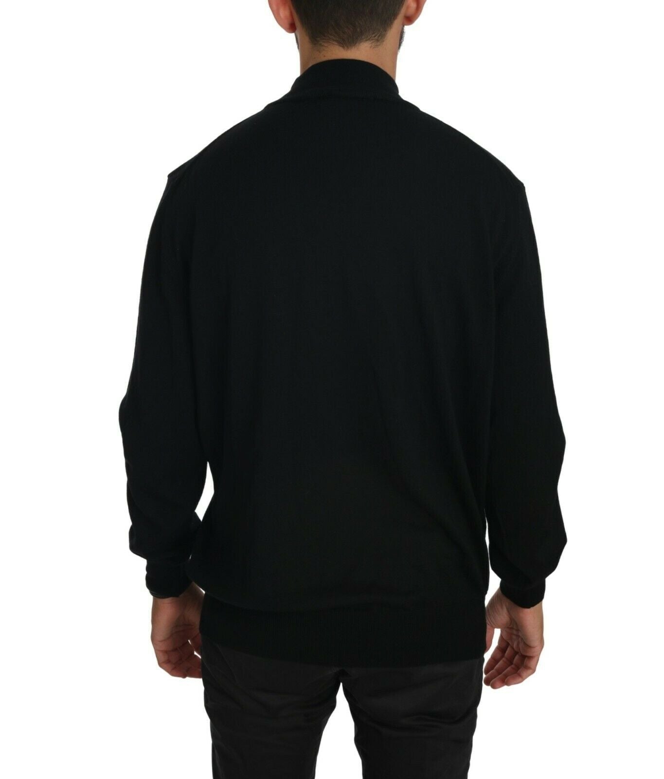 MILA SCHÖN Black Turtle Neck Pullover Top Virgin Wool Sweater - Fizigo