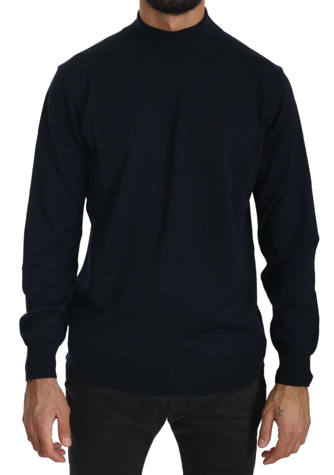 MILA SCHÖN Dark Blue Crewneck Pullover 100% Wool Sweater - Fizigo