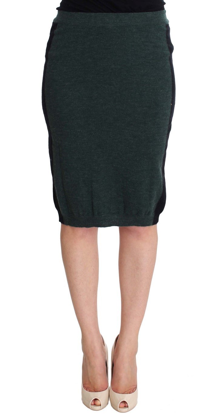 MILA SCHÖN Green Wool Blend Pencil Skirt - Fizigo