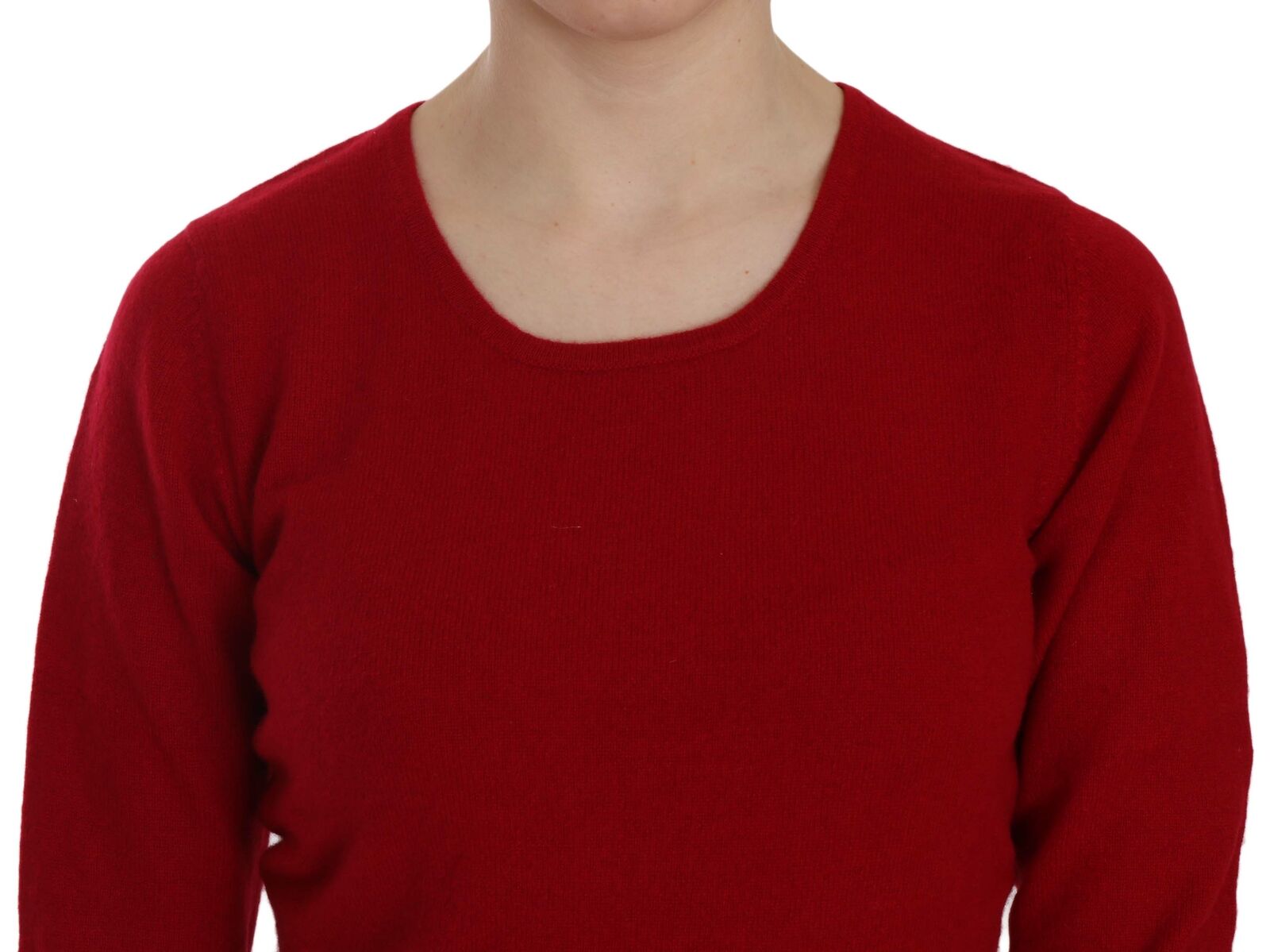 MILA SCHÖN Red Round Neck Pullover Cashmere Sweater - Fizigo