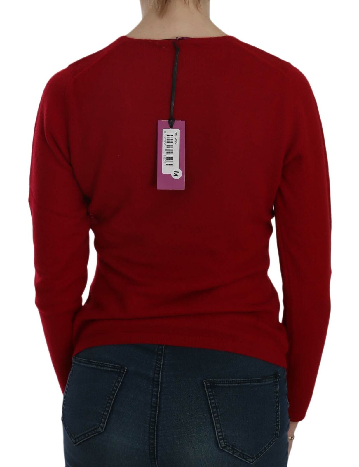 MILA SCHÖN Red Round Neck Pullover Cashmere Sweater - Fizigo