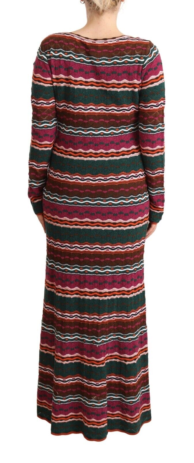 Missoni Multicolor Stripe Wool Knitted Maxi Sheath Dress - Fizigo