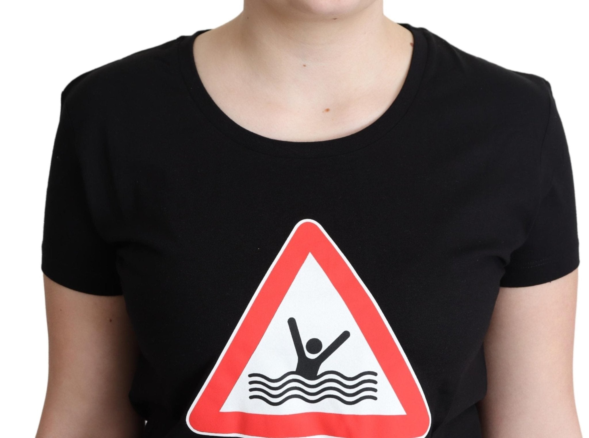 Moschino Black Cotton Swim Graphic Triangle Print T-shirt - Fizigo