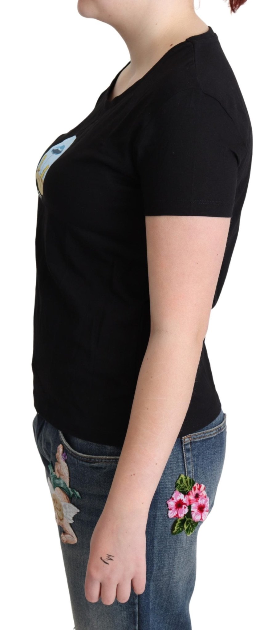 Moschino Black Printed Cotton Short Sleeves T-shirt - Fizigo