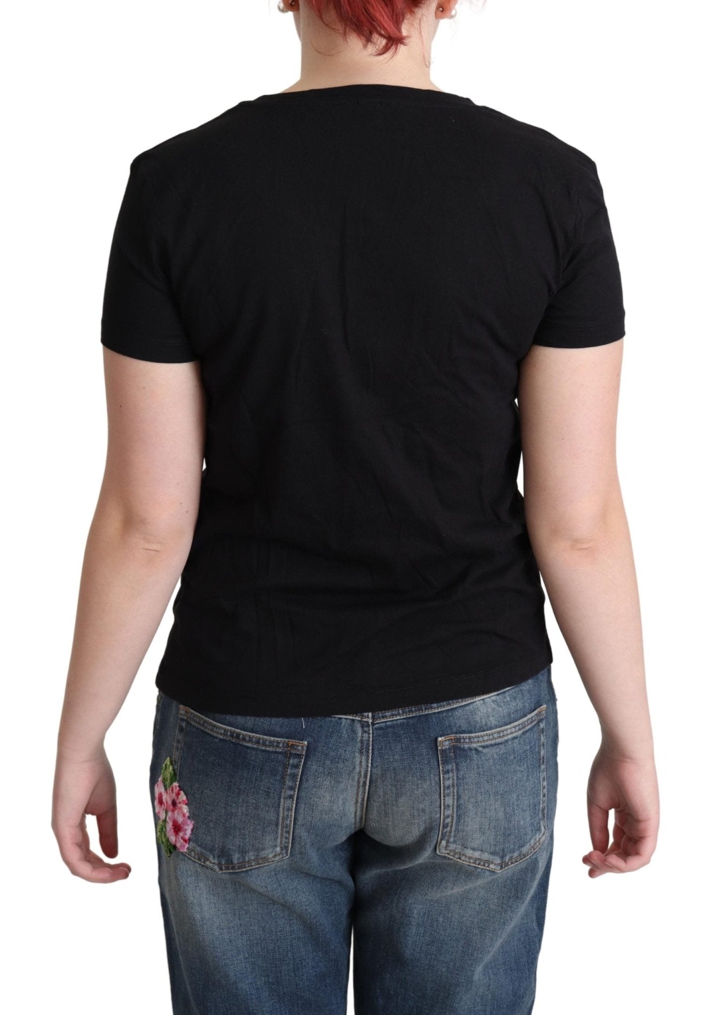 Moschino Black Printed Cotton Short Sleeves T-shirt - Fizigo