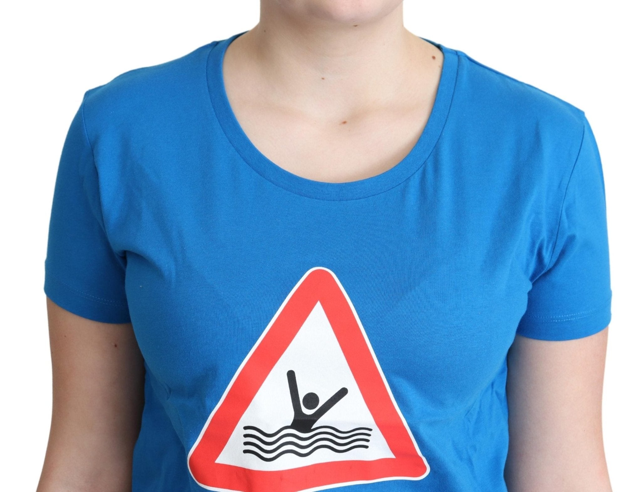 Moschino Blue Cotton Swim Graphic Triangle T-shirt - Fizigo