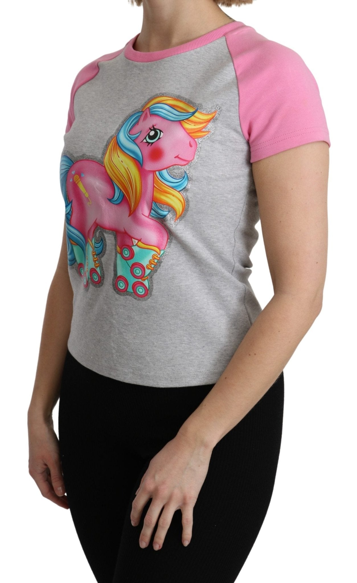 Moschino Gray and pink Cotton T-shirt My Little Pony Top - Fizigo