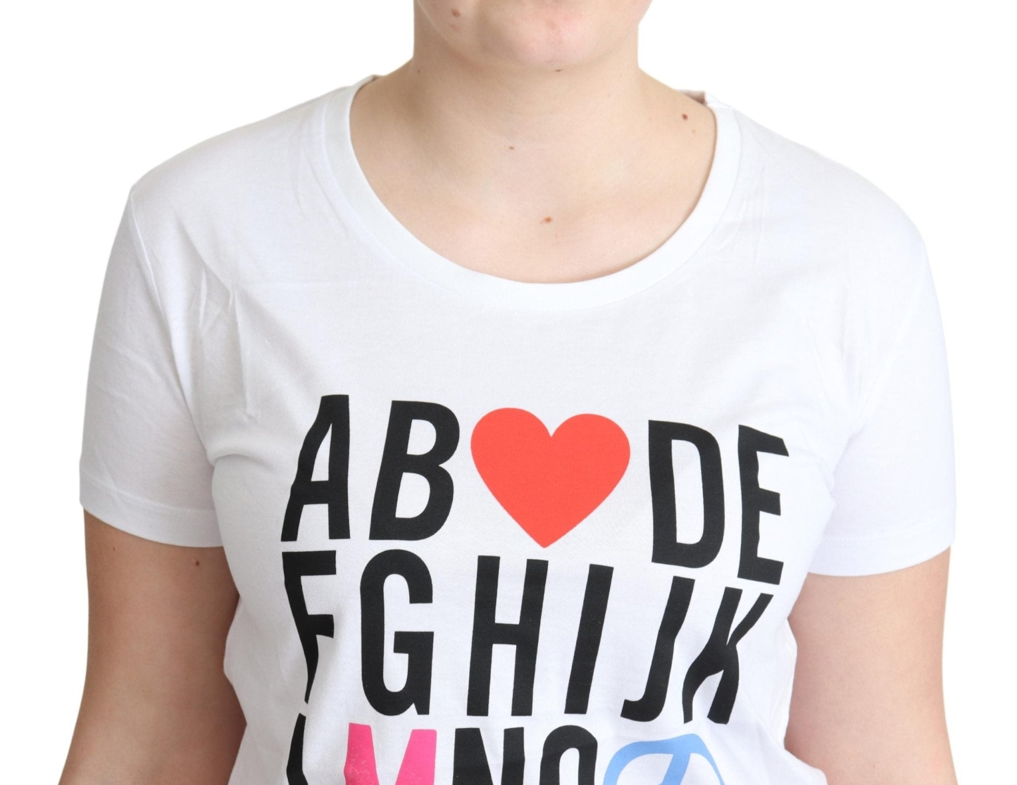 Moschino White Cotton Alphabet Letter Print Tops T-shirt - Fizigo