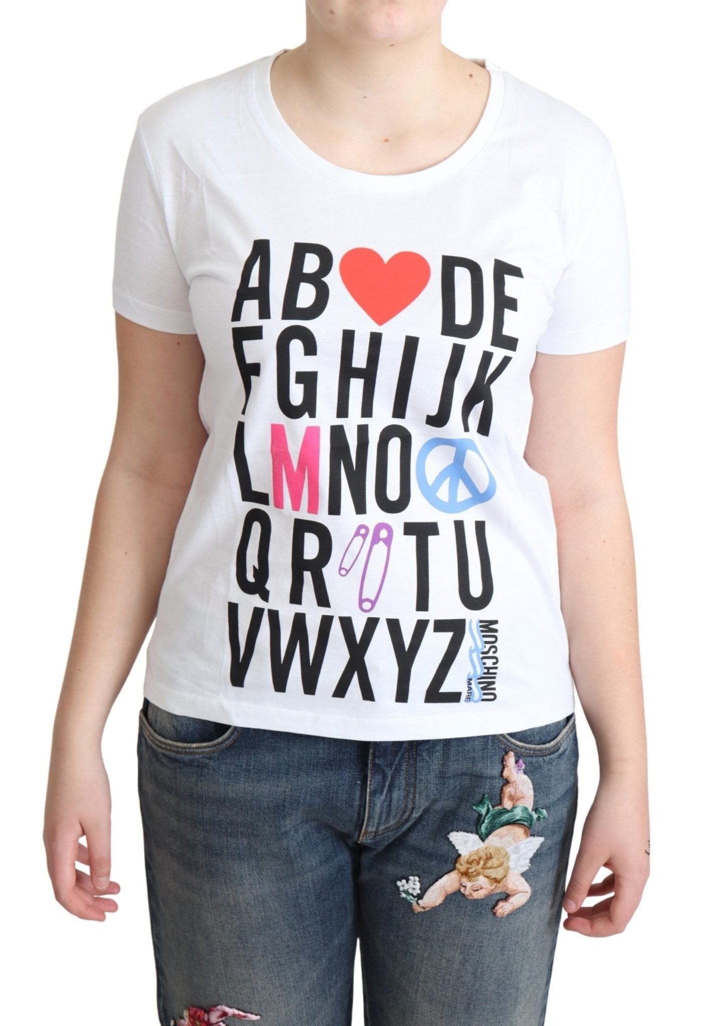 Moschino White Cotton Alphabet Letter Print Tops T-shirt - Fizigo