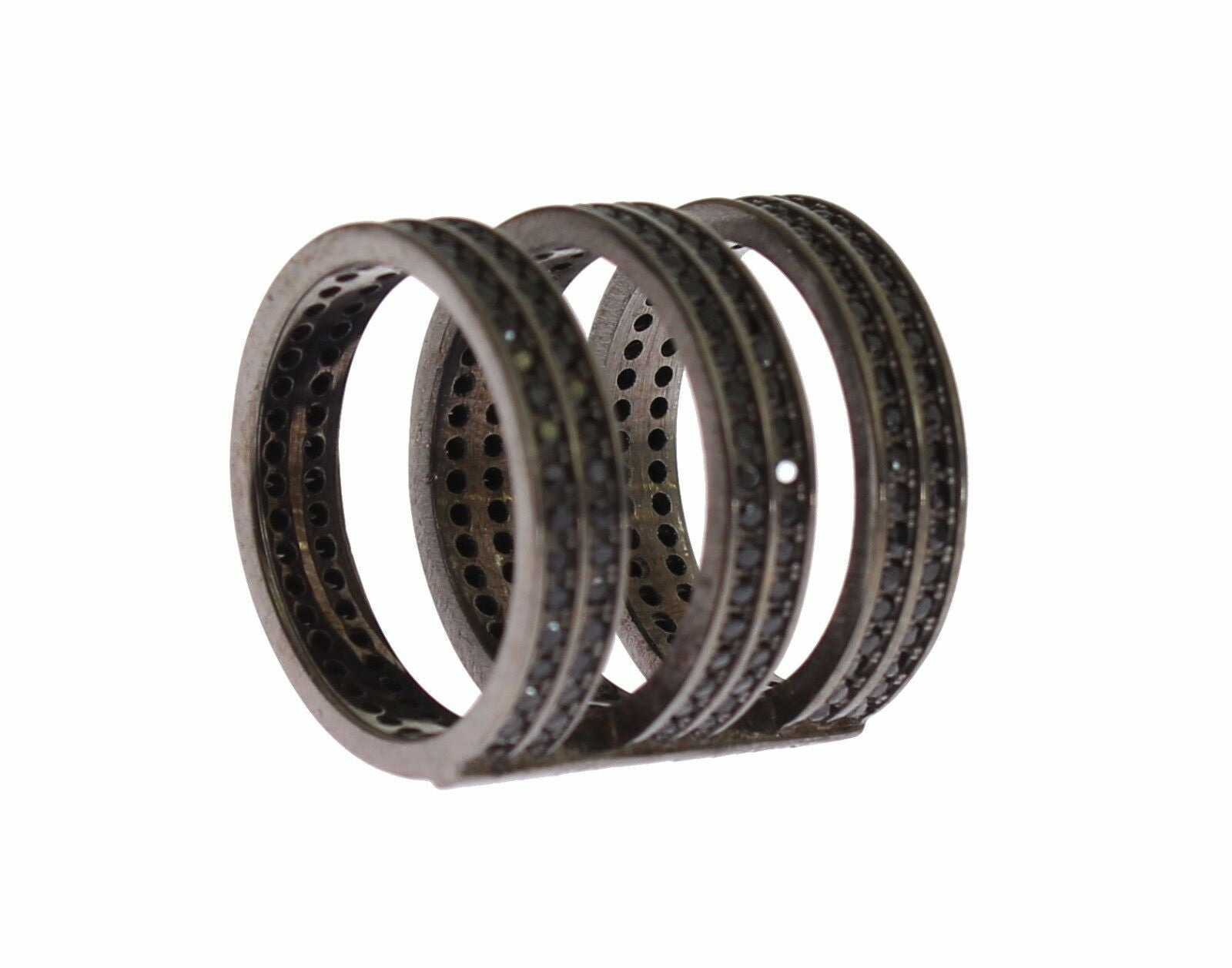 Nialaya Black CZ Rhodium 925 Silver Ring - Fizigo