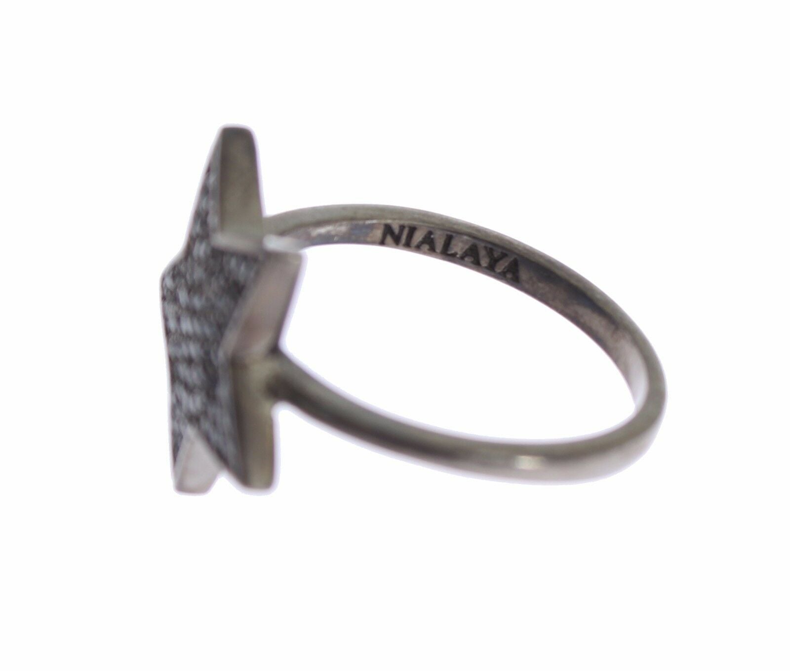 Nialaya Black CZ Star 925 Silver Womens Ring - Fizigo