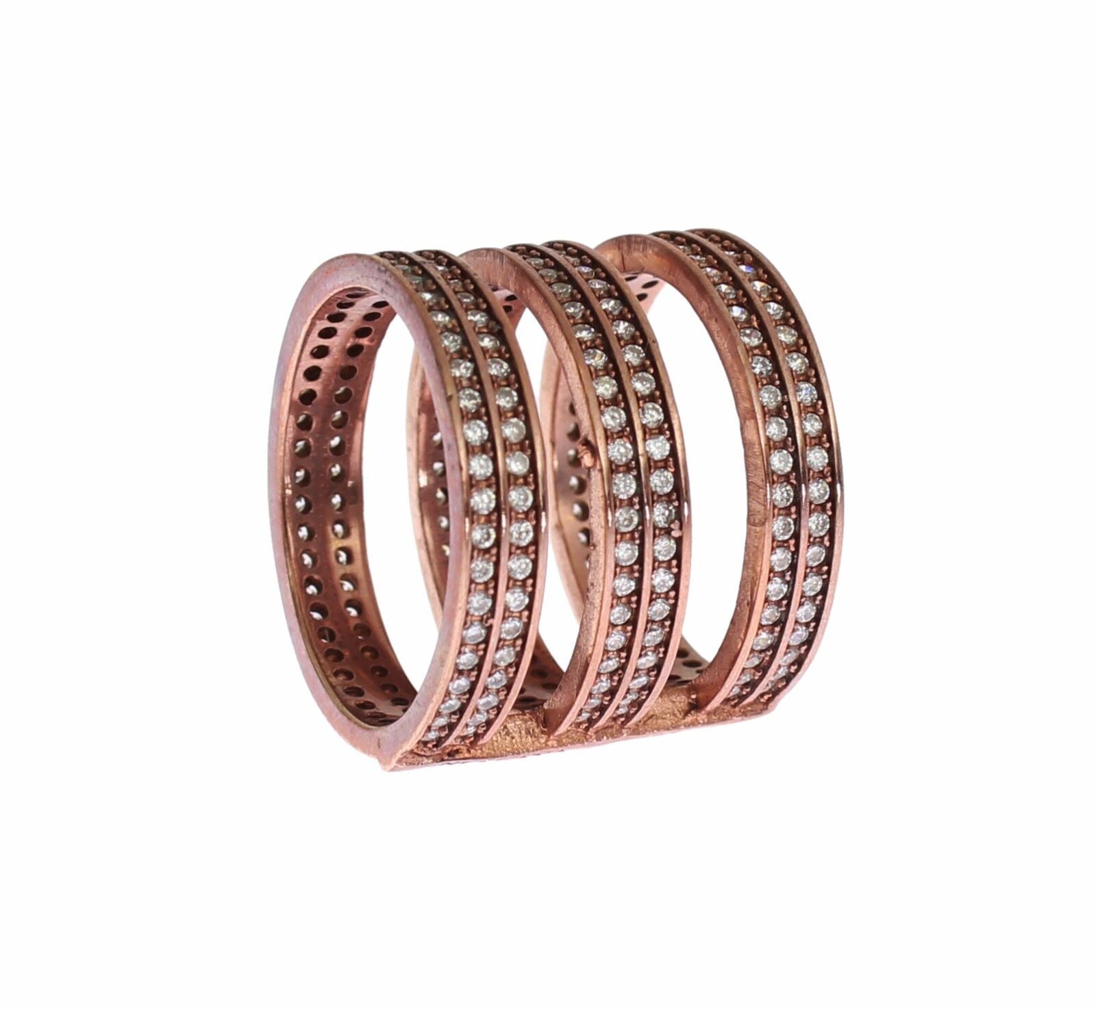 Nialaya Gold 925 Silver Clear CZ Pink Ring - Fizigo