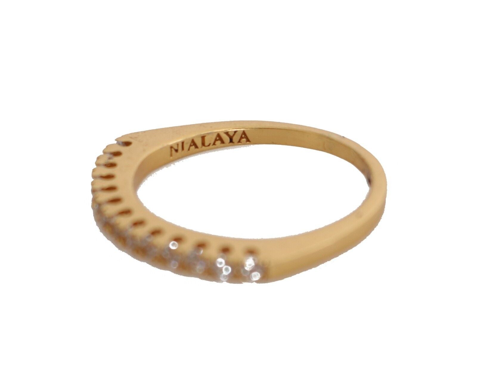 Nialaya Gold Authentic Womens Clear CZ Gold 925 Silver Ring - Fizigo