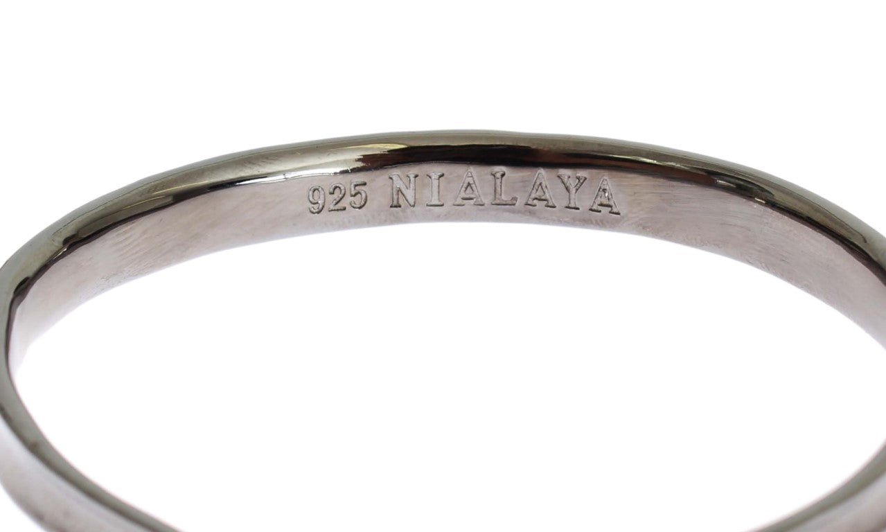 Nialaya Gray Rhodium 925 Silver Bangle Bracelet - Fizigo
