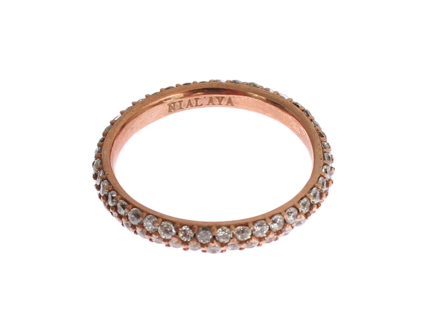Nialaya Pink Gold 925 Silver Clear CZ Ring - Fizigo