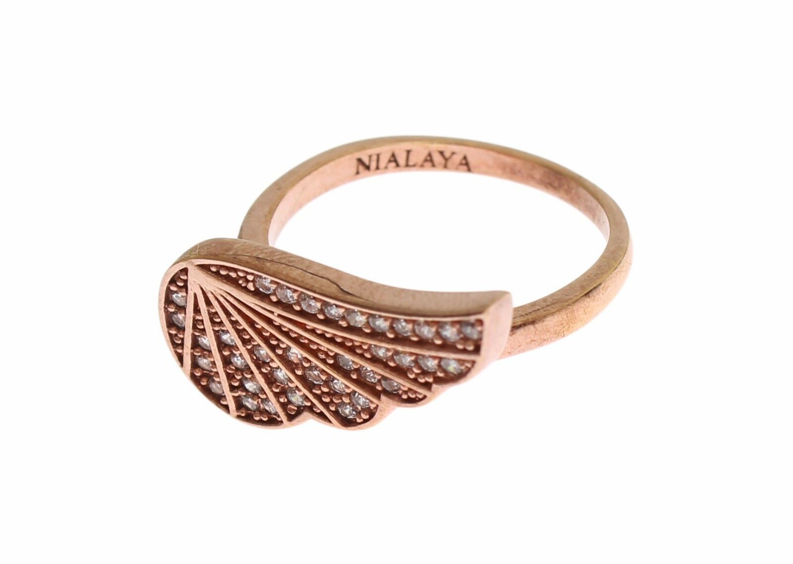 Nialaya Pink Gold 925 Silver Womens Clear CZ Ring - Fizigo