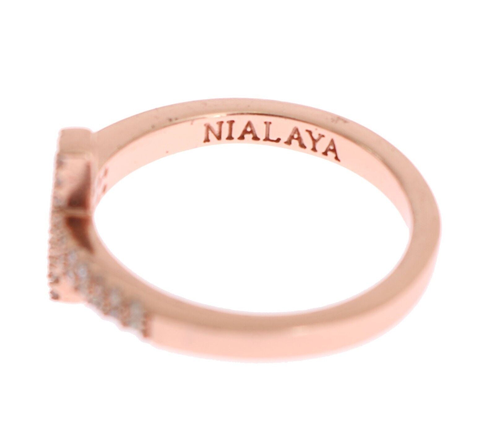 Nialaya Pink Gold 925 Silver Womens Cross CZ Ring - Fizigo