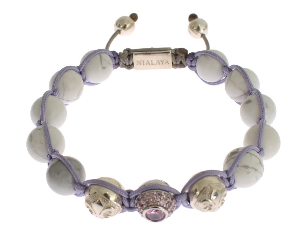 Nialaya Purple CZ Howlite 925 Silver Bracelet - Fizigo